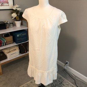 GAP Ivory Patterned Ruffle Hem Shift Dress